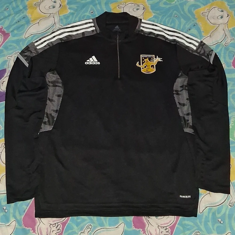 Adidas Detroit City FC 1/4 Zip Long Sleeve Camo Jersey Shirt Vintage Soccer